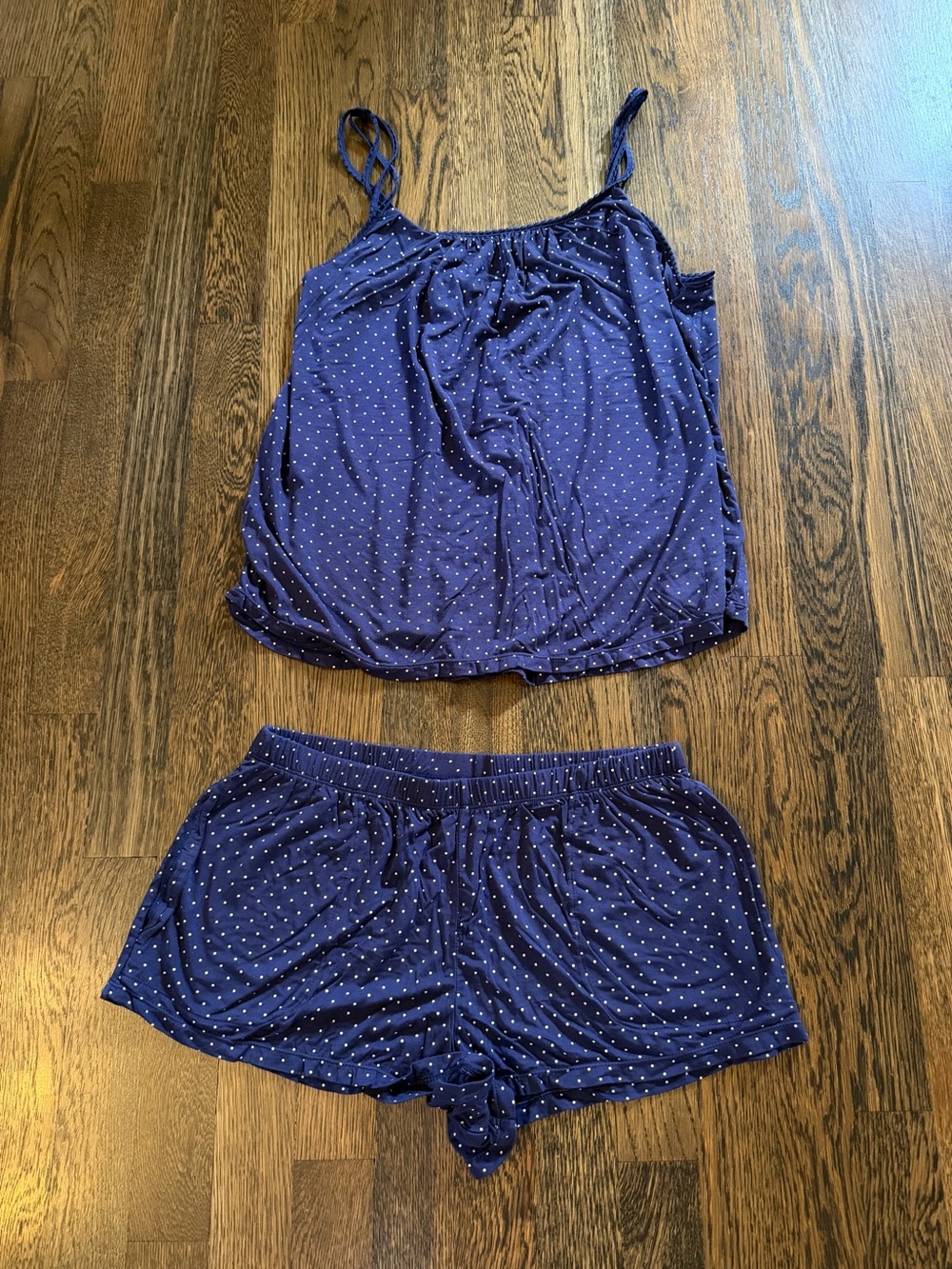 Kate Spade navy & white polka dot tank & shorts pajama set